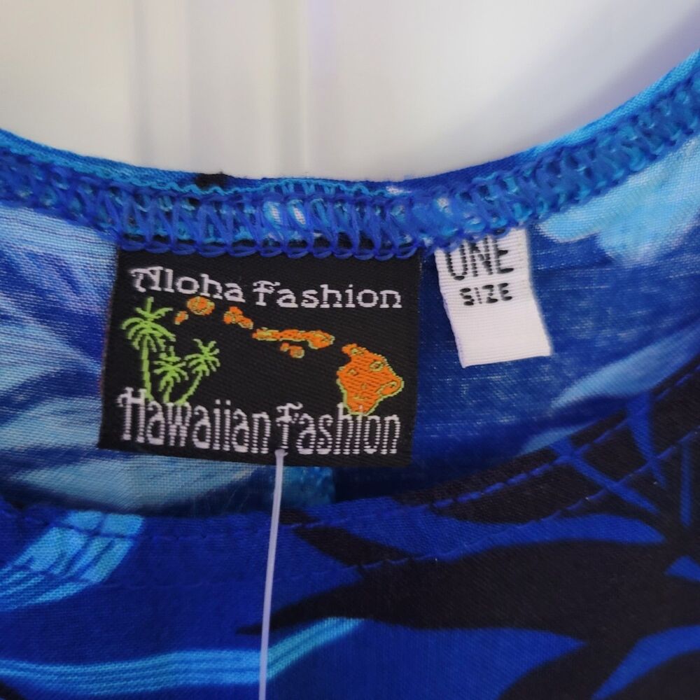 Aloha Hawaiian Fashion Sleeveless Maxi Dress Blue Hibiscus S/M Floral Dressy - Picture 5 of 5